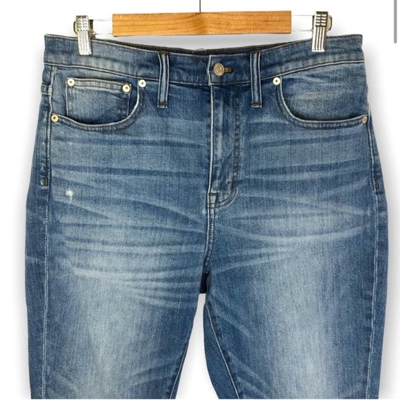 Madewell The High Rise Slim Boyjean Knee Rip Edition Size 29 Medium Wash H5863 - Picture 6 of 10